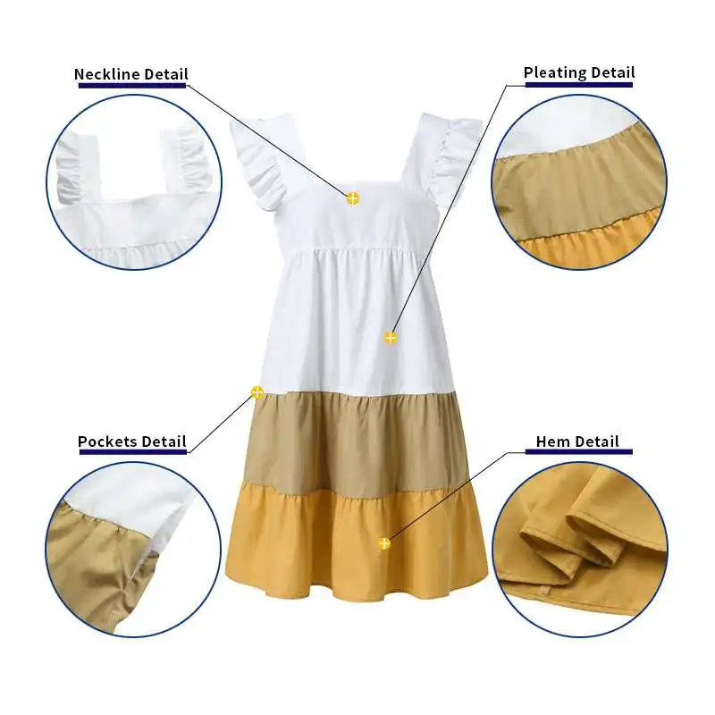 

Mini Dress VONDA 2021 Women Casual Lace Ruffled Hem Dresses Summer Sexy Sleeveless Pleated Short Robe Patchwork Printed Vestidos