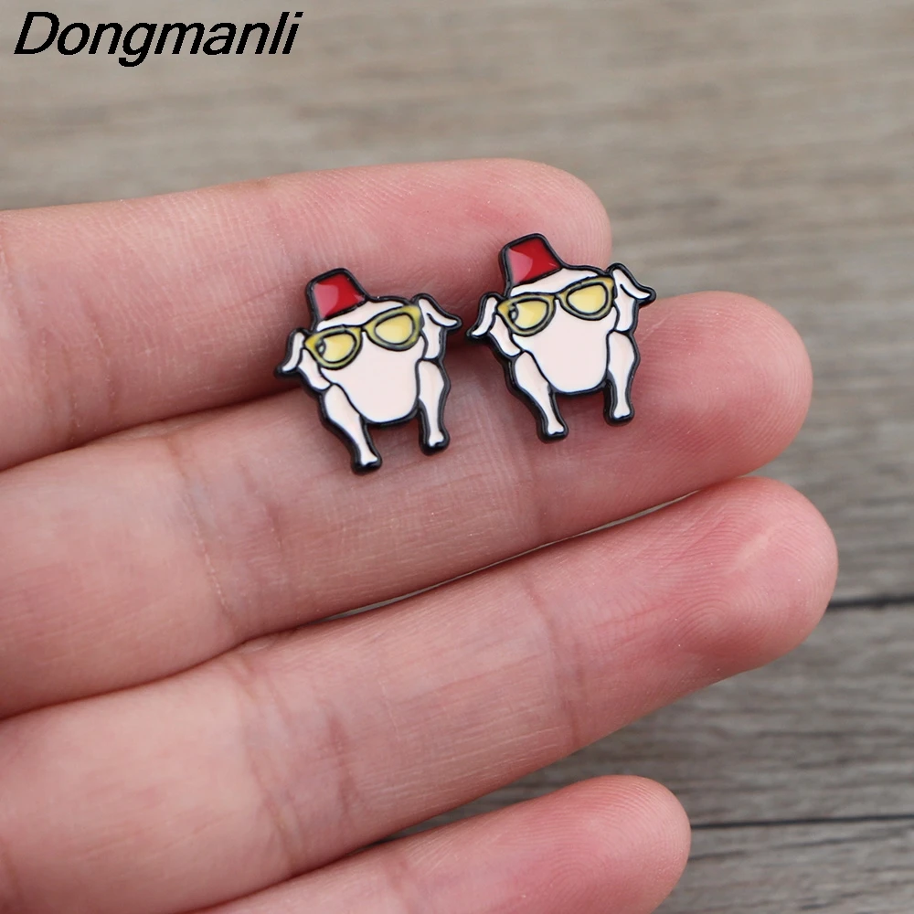 

BG095 Dongmanli 1 Pair 2020 New Cute Earring Friends tv show Stud Earrings Chicken Women Earring Gifts Kids
