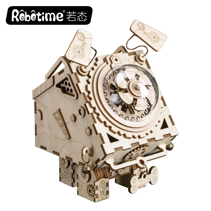 

Crafts Rhyme DIY Creative Gifts 3D Wooden Music Box Mechanical Music Box Robot Home Pendulum