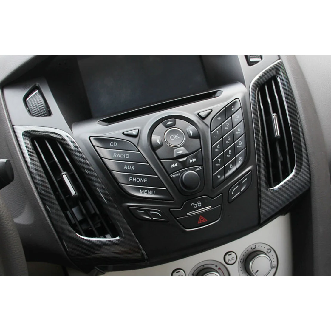 

2pcs/Set ABS Carbon Fiber Print Interior Center Middle Dashboard Air Conditioner Vent Trim fit for Ford Focus 2015-2017 2018