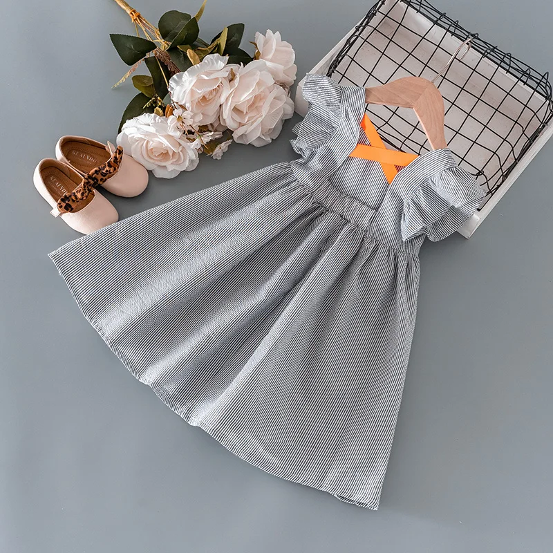 

Hot sale Baby Girls summer clothes kids striped dress for toddler girls baby clothing children outfit thin cool dresses dress