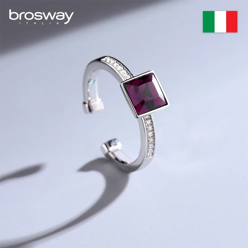 

Brosway Women's Ring Original Fashion Sterling Silver 925 Square Crystal Opening Simple Ring Women for Ring Luxury Jewelry