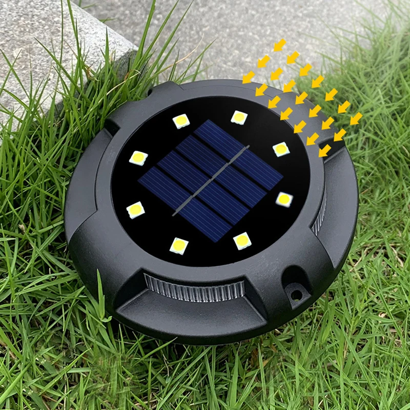저렴한 팝 8led 태양 램프 지상 빛 정원 풍경 잔디 램프 매장 된 조명 야외 방수 도로 계단 통로 갑판 빛