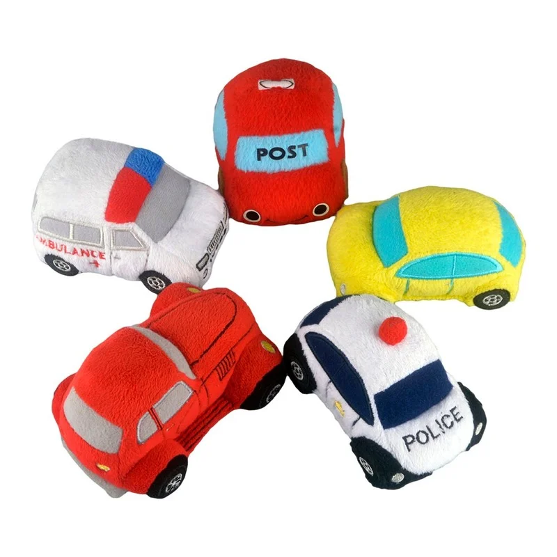 

Plush Toys Cute Car White Ambulance Police Car Red Post Car Yellow Small Creative 3D Stuffed Toy Dolls Home Decor Kawaii Gifts