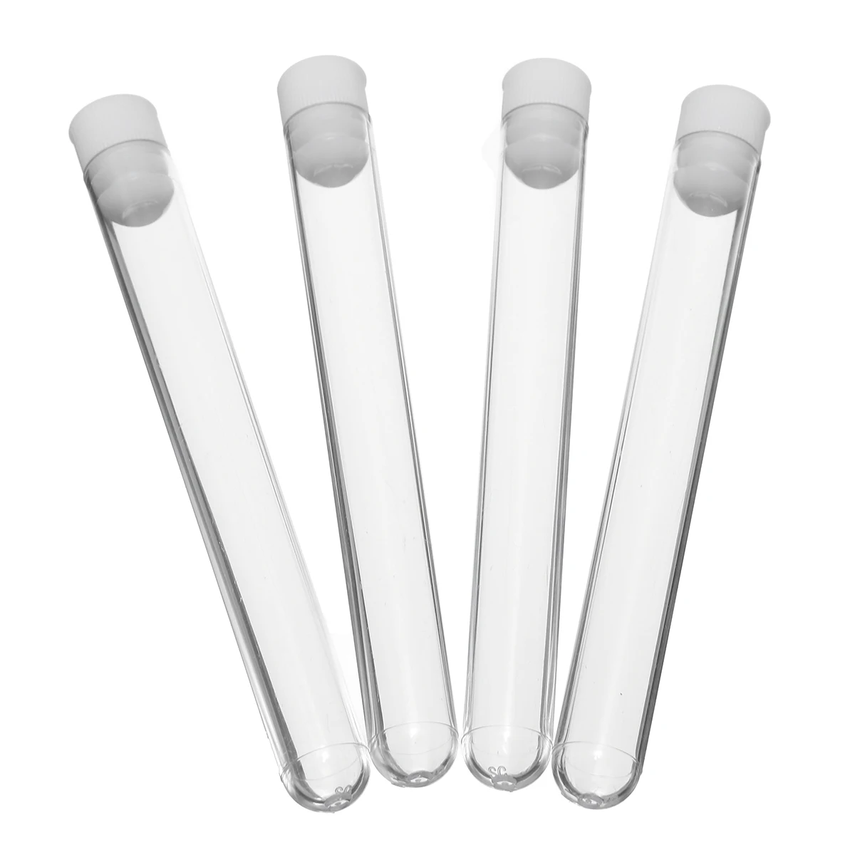 100Pcs Clear Plastic Test Tube With Cap 12x100mm U-shaped Bottom Long Transparent Lab Supplies |
