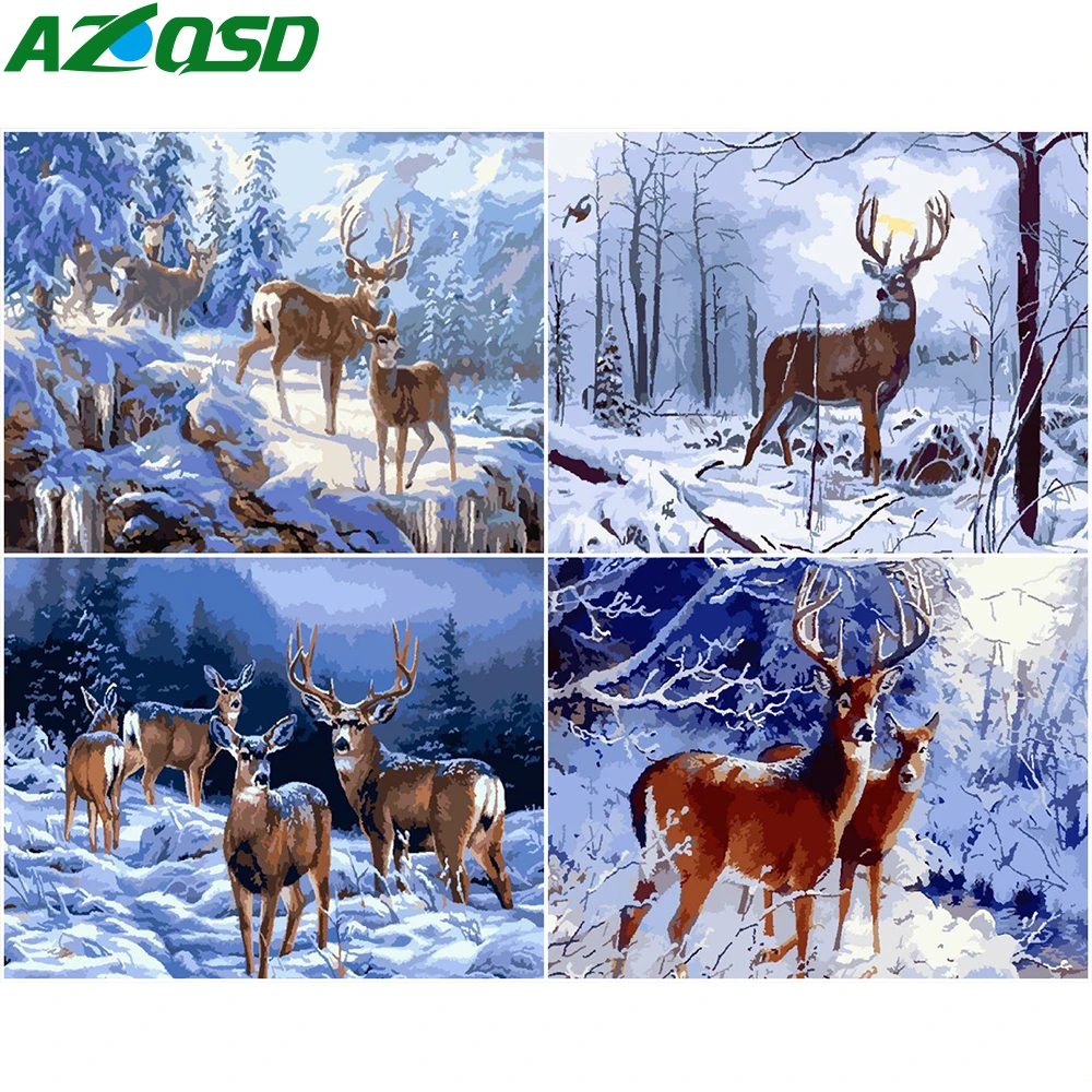AZQSD DIY картина маслом Краски ing по номерам с оленем для Гостиная дом Декор дома