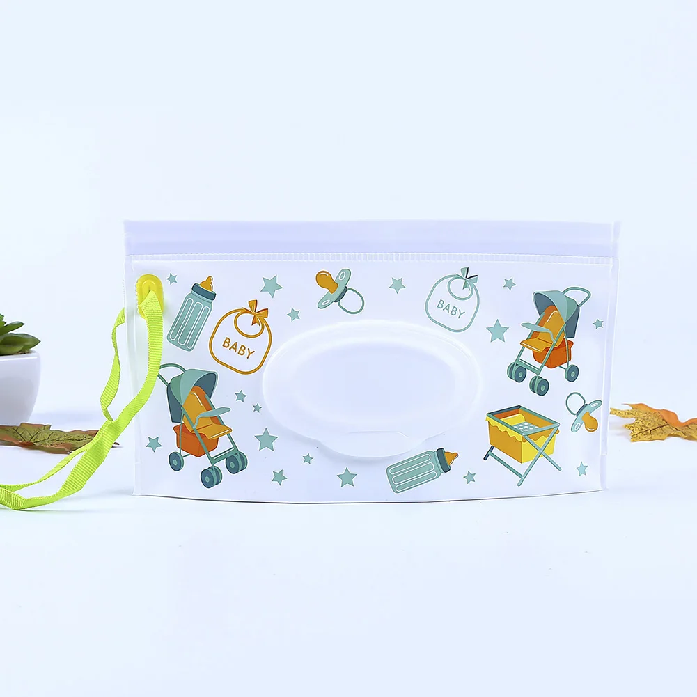 

Clamshell Portable Snap-strap Wipes Container Eco-friendly Clean Wet Wipes Bag Colorful Easy-carry Snap-strap Wipes Container