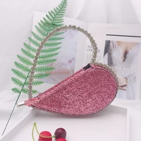 diamond red heart evening clutch bags women designer chic rhinestone acrylic handle black purse for wedding party sac a main
