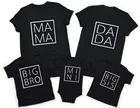 Семейная одинаковая Рубашка Big Sis and Bro, индивидуальная семейная одинаковая рубашка, черная одежда с коротким рукавом, Милая Мини-рубашка Дада мама