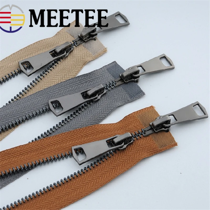 Meetee 120 см 5 # двойной ползунок с открытым концом металлическая молния черные зубья