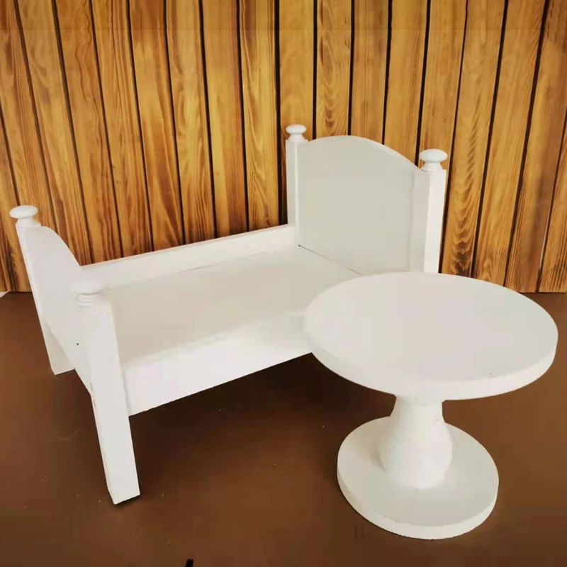

B36E Newborn Posing Mini Bed Baby Photo Shooting Props Wooden Crib Infant Photography Accessories