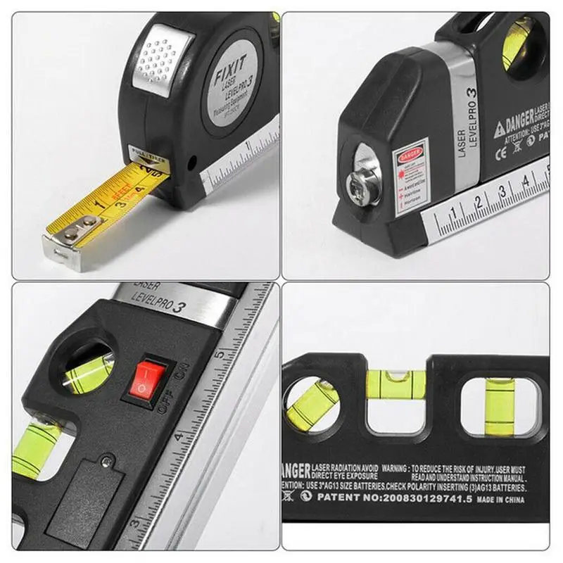 

4 In 1 Hot Infrared Cross Line Level 2.5M Hand Measurement Tape Multipurpose Tool Free Shipping