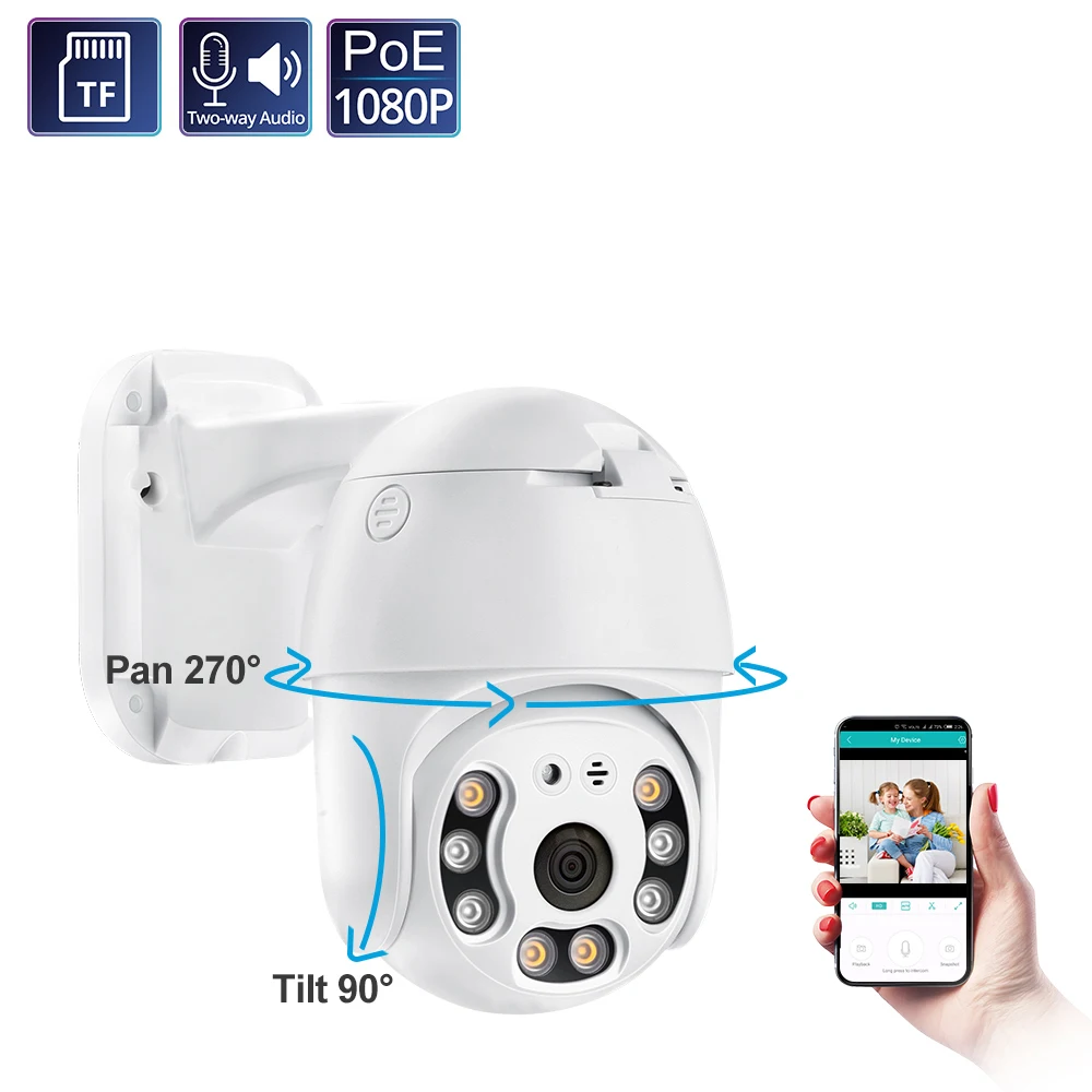 

Наружная IP-камера 1080P PoE 2 МП PTZ скоростная купольная Двухсторонняя аудиосвязь Ai сигнализация камера безопасности TF карта