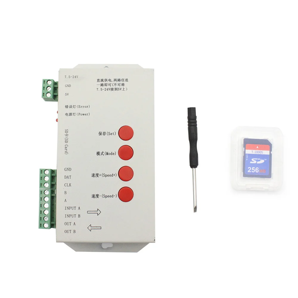 Sd карта T1000S WS2801 WS2811 WS2812B WS2813 LPD6803 светодиодный контроллер 2048 пикселей 5 в пост. Тока
