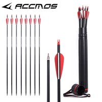 12 pcs spine 500 od 7 8mm mix carbon arrow with 1pc arrow quiver for 40 60 lbs compoundrecurve bow hunting