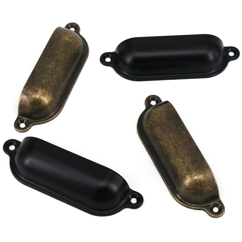 

2PC Antique Shell Pull Handle Vintage Bronze Furniture Handle Kitchen Drawer Cabinet Door Handle Furniture Cupboard Knob Black