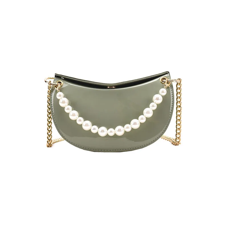 

Pearl Beaded Chains Design Shoulder Bags for Women 2021 Quality Pu Leather Female Crossbody Bag New Simple Luxury Brand Handbags