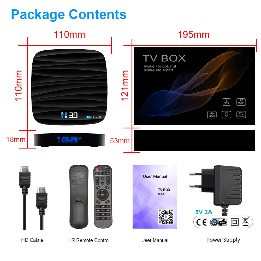 Android TV Box OS 10.0 4GB 32GB 64GB 4K H.265 Media Player 3D Video 2.4G 5GHz Dual Wifi Bluetooth HD Smart TVBox Set Top Box images - 6