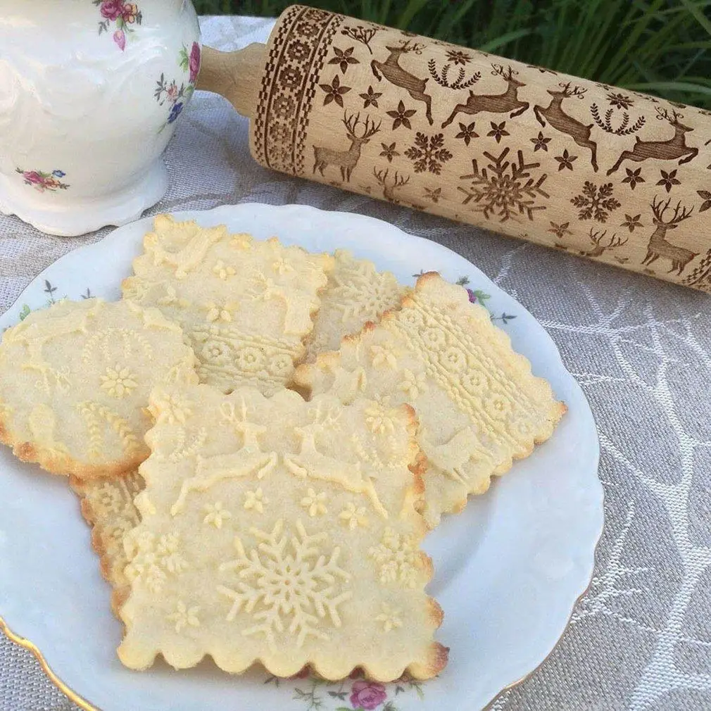 

Рождественские Скалки, Скалка, снежинка, лось, Деревянные Скалки для тиснения, печенье, фондан, пирог, узорчатый ролик 38*5 см