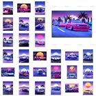 Автомобиль Synthwave Nissan художественный плакат закат Вождение спортивный автомобиль Картина гостиная Декор Canva скандинавский настенный художественный принт домашний декор