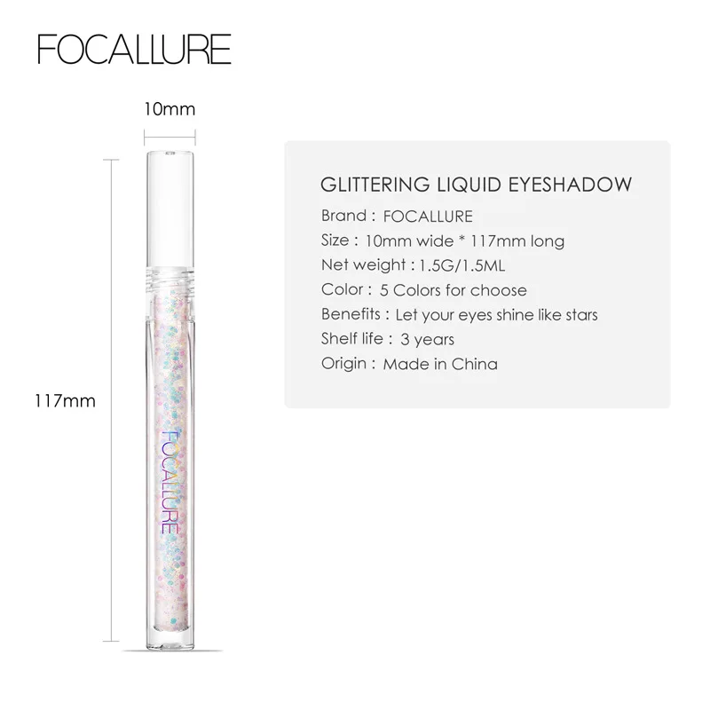 

FOCALLURE Liquid Eyeshadow Glitter For Eyes Eyeliner Sparkles Shiny Shadows Professional Makeup Waterproof Women Cosmetics