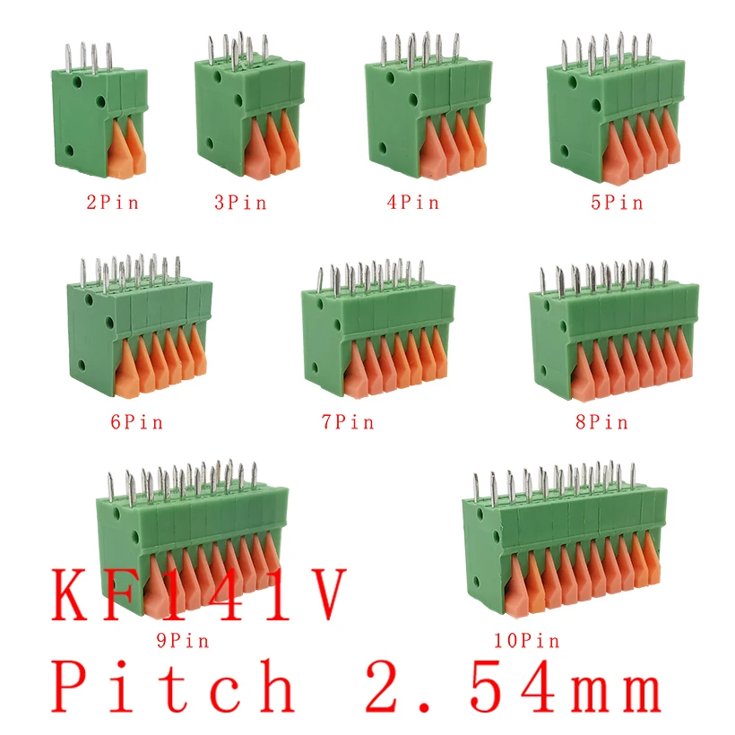 KF141R KF141V 2 54 мм Шаг 2/3/4/5/6/7/8/9/10 Pin печатная плата пружинный неисправный Клеммник