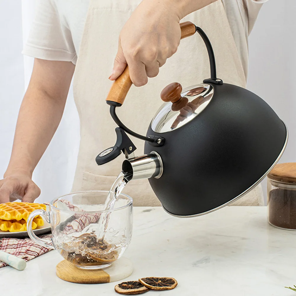 

1pc Durable Whistling Tea Kettle Whistling Tea Pot for Home Office (Black)