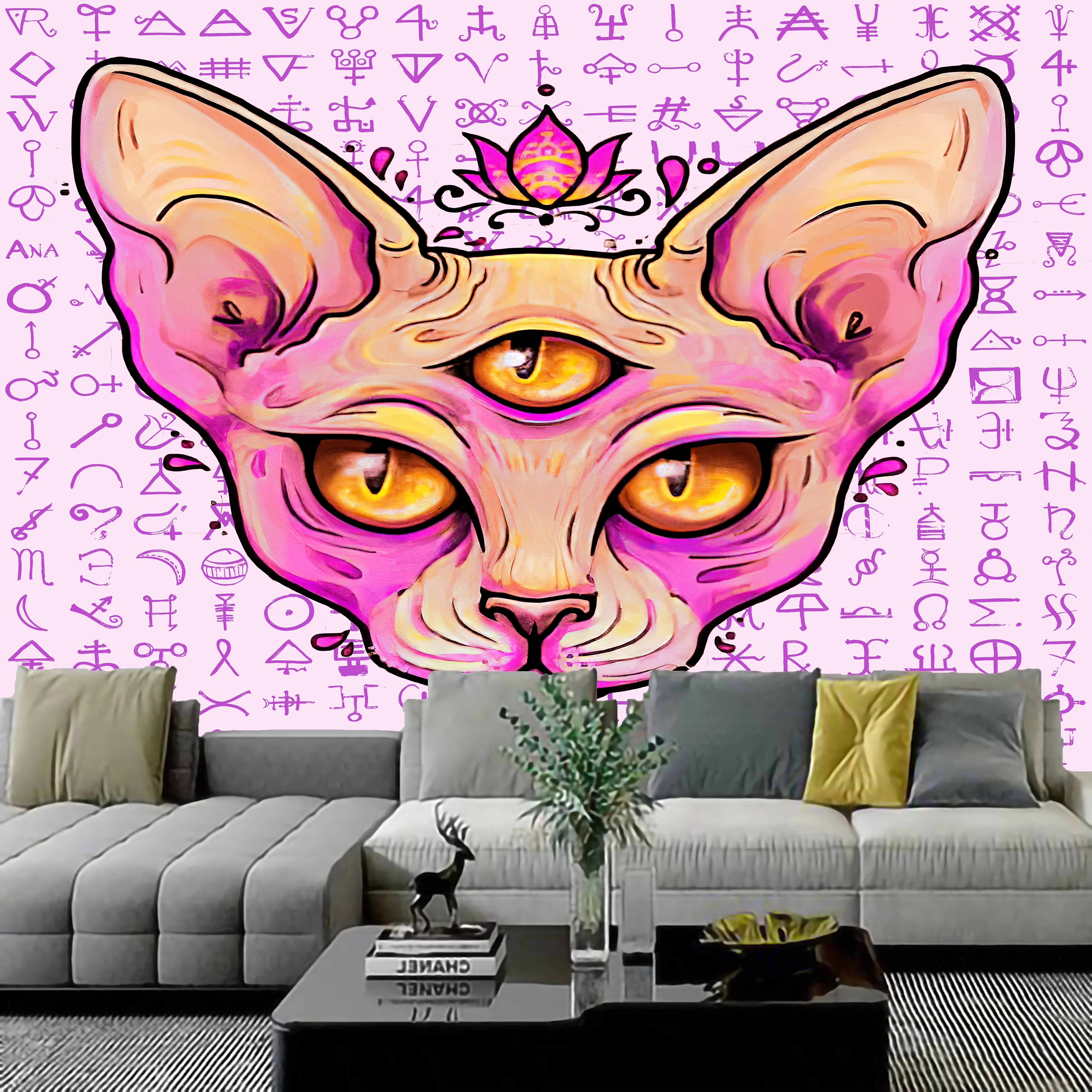 Кошка Мандала хиппи макраме Настенный декор Бохо колдовские гобелены | Дом и сад