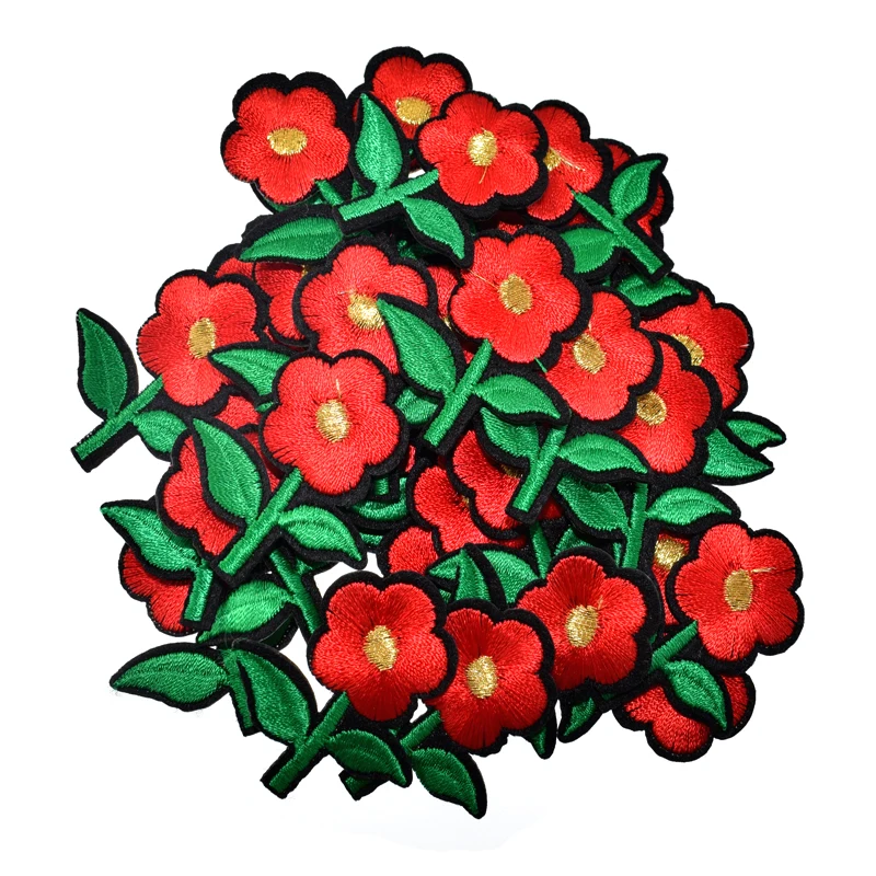 

10pcs Iron On Patches For Clothing Embroidered Leaf Flower Stickers Badge Appliques Bag Hat Craft Decoration 4.0 x 3.5cm