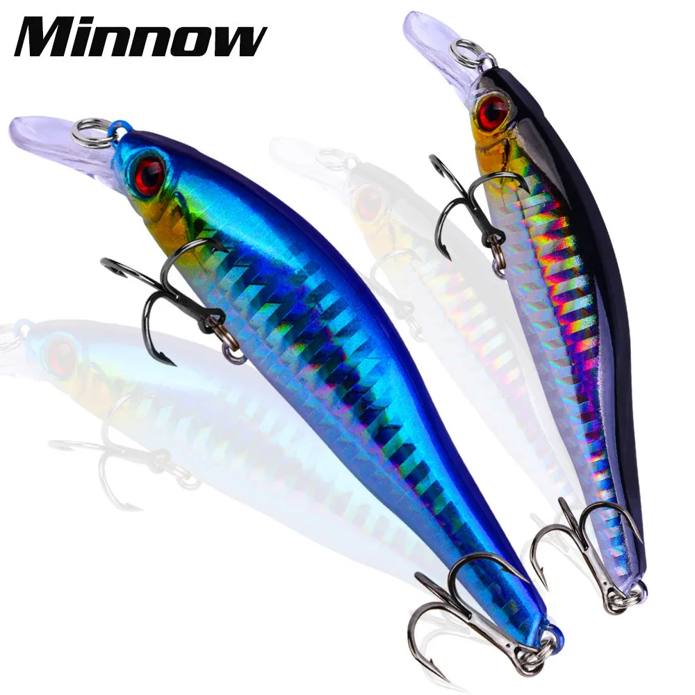 

Minnow Wobble Fishing Lure 9.8cm 11.5g Realistic Body Fishing Bait with Strong High Carbon Steel Treble Blood Hooks for Fishing