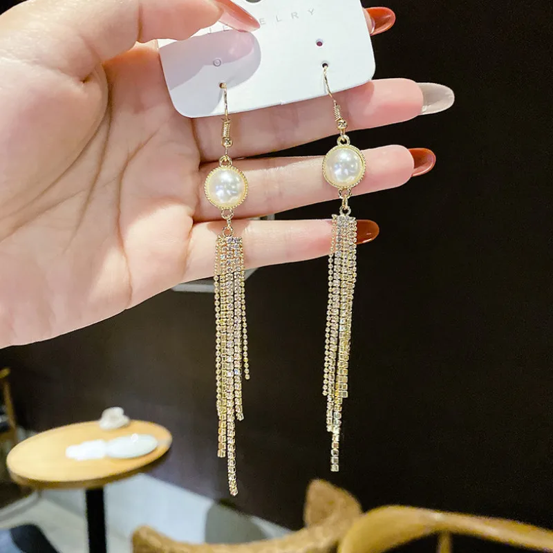 

Simple Pearl Tassel Dangle Earrings for Women Girl Daily Ear Jewelry Accessories