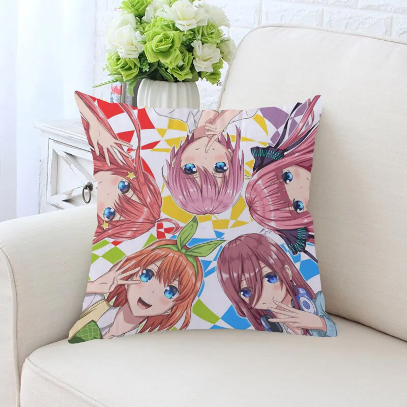 

The Quintessential Quintuplets Pillowcase Square Zippered Home Decorative Pillow Cover Wedding Custom Gift For Two Sides Printed