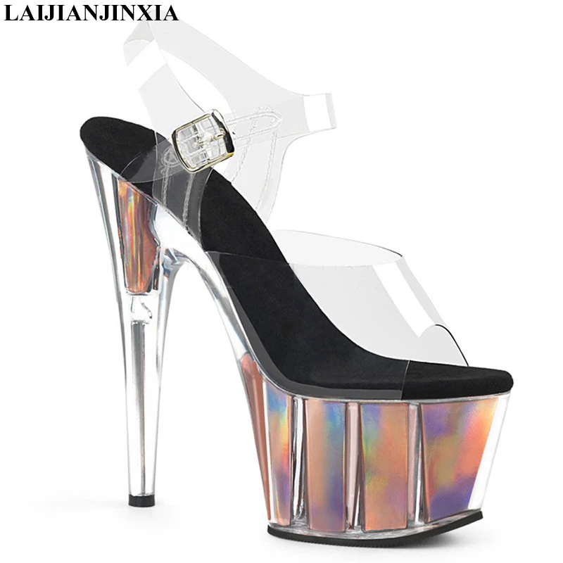 

LAIJIANJINXIA New 15CM High-heeled Dancing Shoes For Sexy Stage Shows Stiletto Sandals Glass Slippers Parties Pole Dancing Shoes