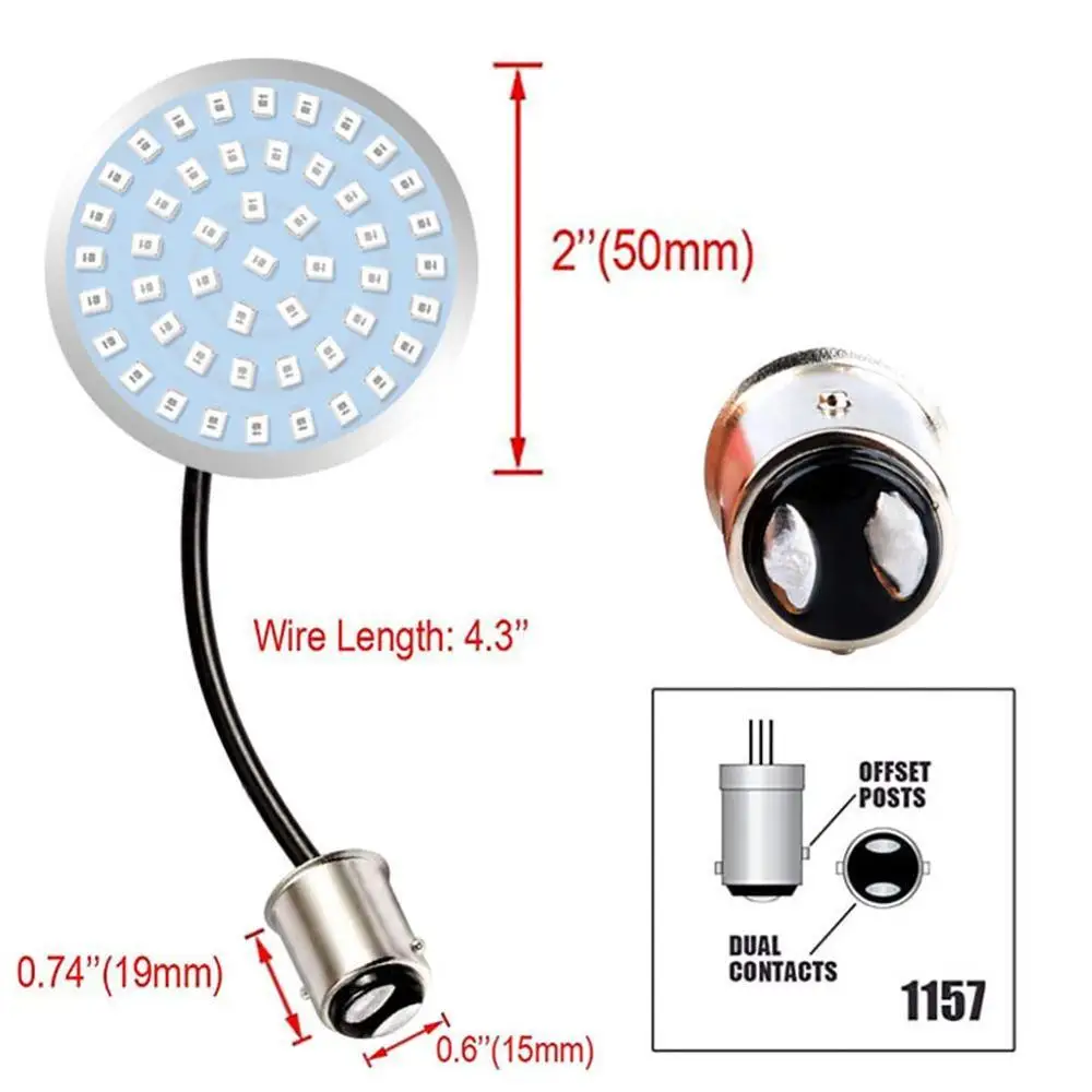 

Motorcycle Bullet Amber LED Turn Signal Light 1156 For Sportster Tri XL FLSTF Softails Inserts + Lens Electra Glide Cover J9E4