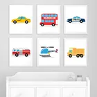 Настенный плакат с HD-печатью, модульные картины в скандинавском стиле, мультяшный игрушечный автомобиль, Картина на холсте, украшение для дома для детской комнаты, спальни