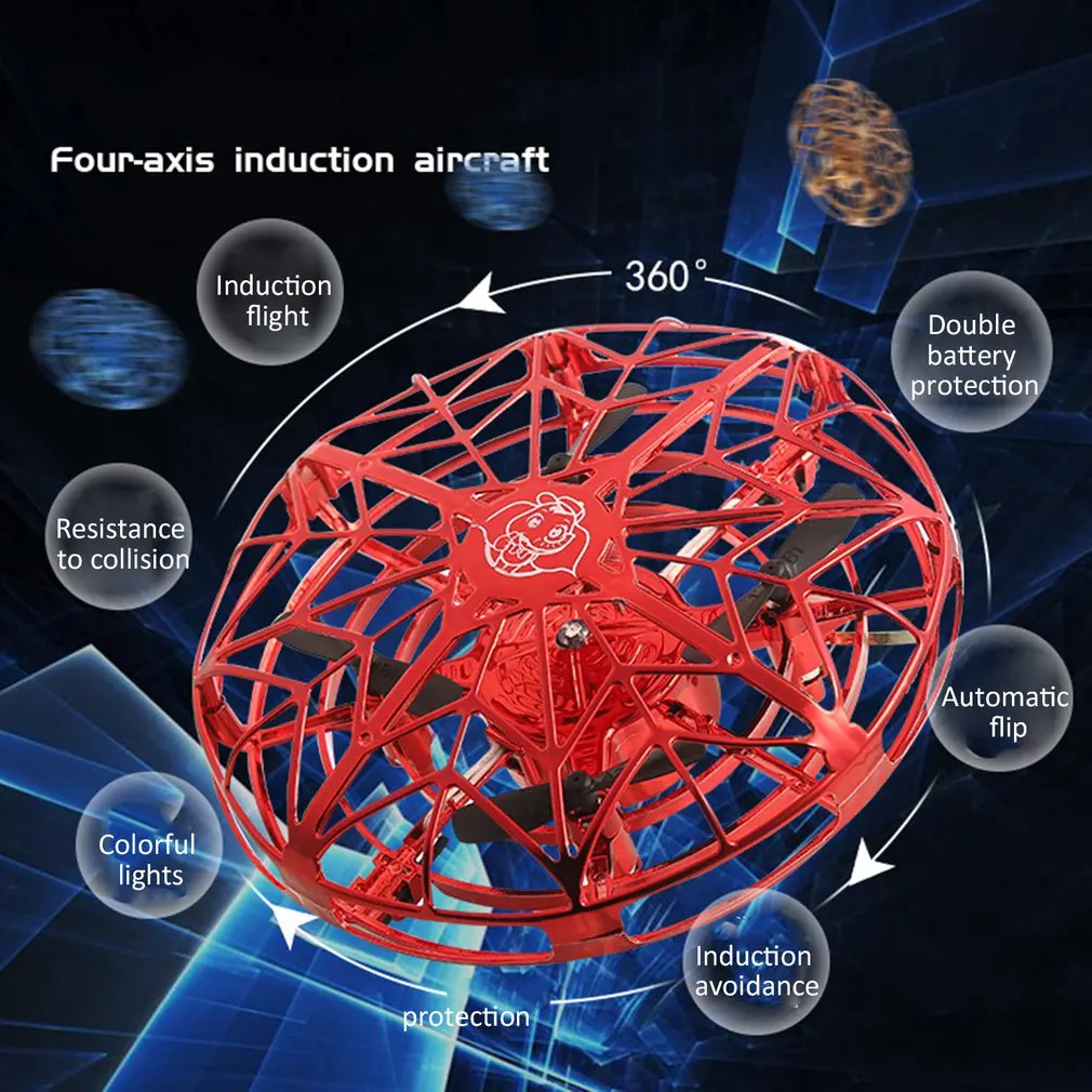 Mini UFO Drone Rc Quadcopter Flying Helicopter Magic Hand UFO Ball Aircraft Sensing Induction Drone Kids Electric Electronic Toy