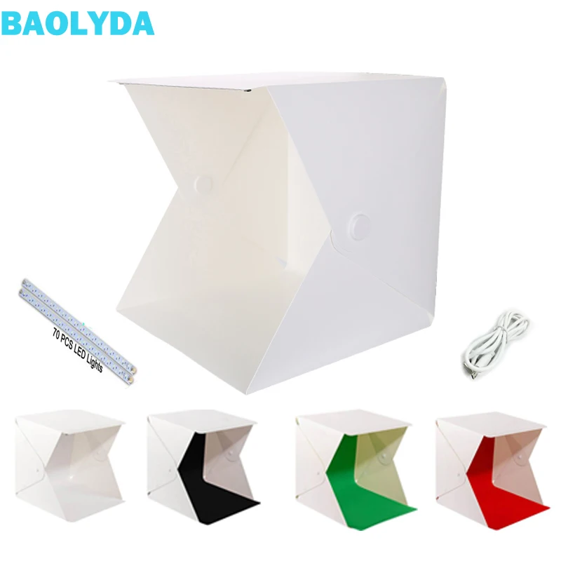 Baolyda 40*40 см 2 светодиодный фотостудия портативный складной лайтбокс с 4 цветами фотостудия дизайн оформление софтбокс