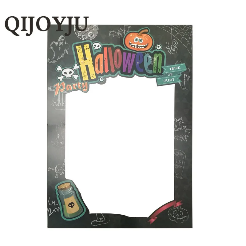 

QIJOYJU 1Pcs paper halloween skull photo frame photo booth props halloween party decoration halloween frame