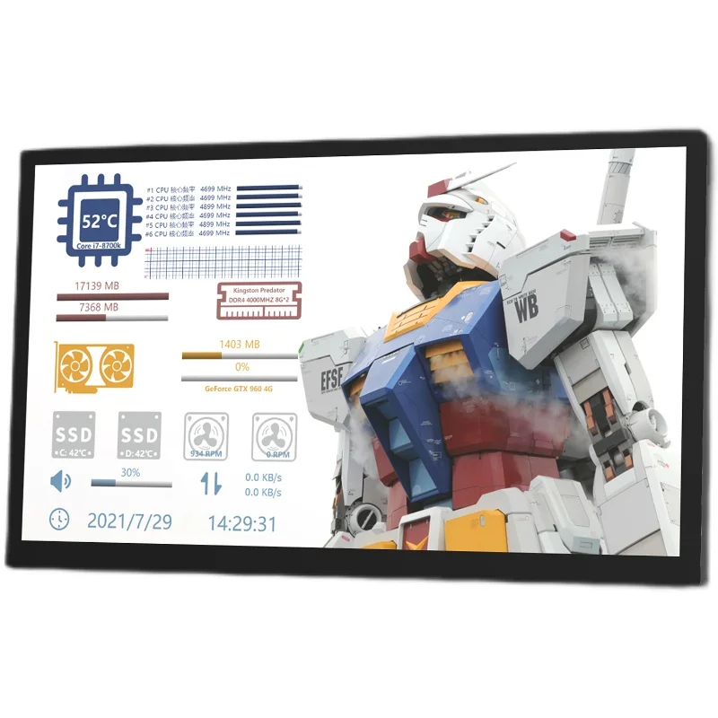 

Nvarcher 1024*600 7-дюймовый IPS HD экран AIDA64 мониторинг вторичный экран настольный компьютер Дисплей Чехол