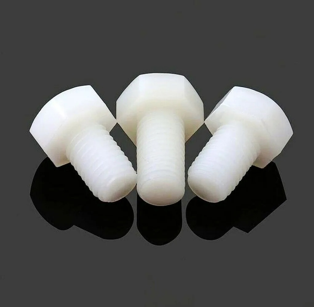 

10 шт. M8M10M12 белые нейлоновые наружные шестигранные болты пластиковые наружные шестигранные винты