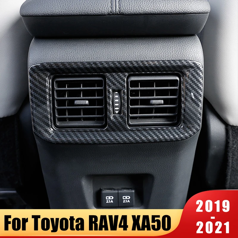 For Toyota RAV4 2019 2020 2021 RAV 4 XA50 ABS Carbon fiber Car Rear Seat Console Air Conditioning Outlet Frame Cover Accessories