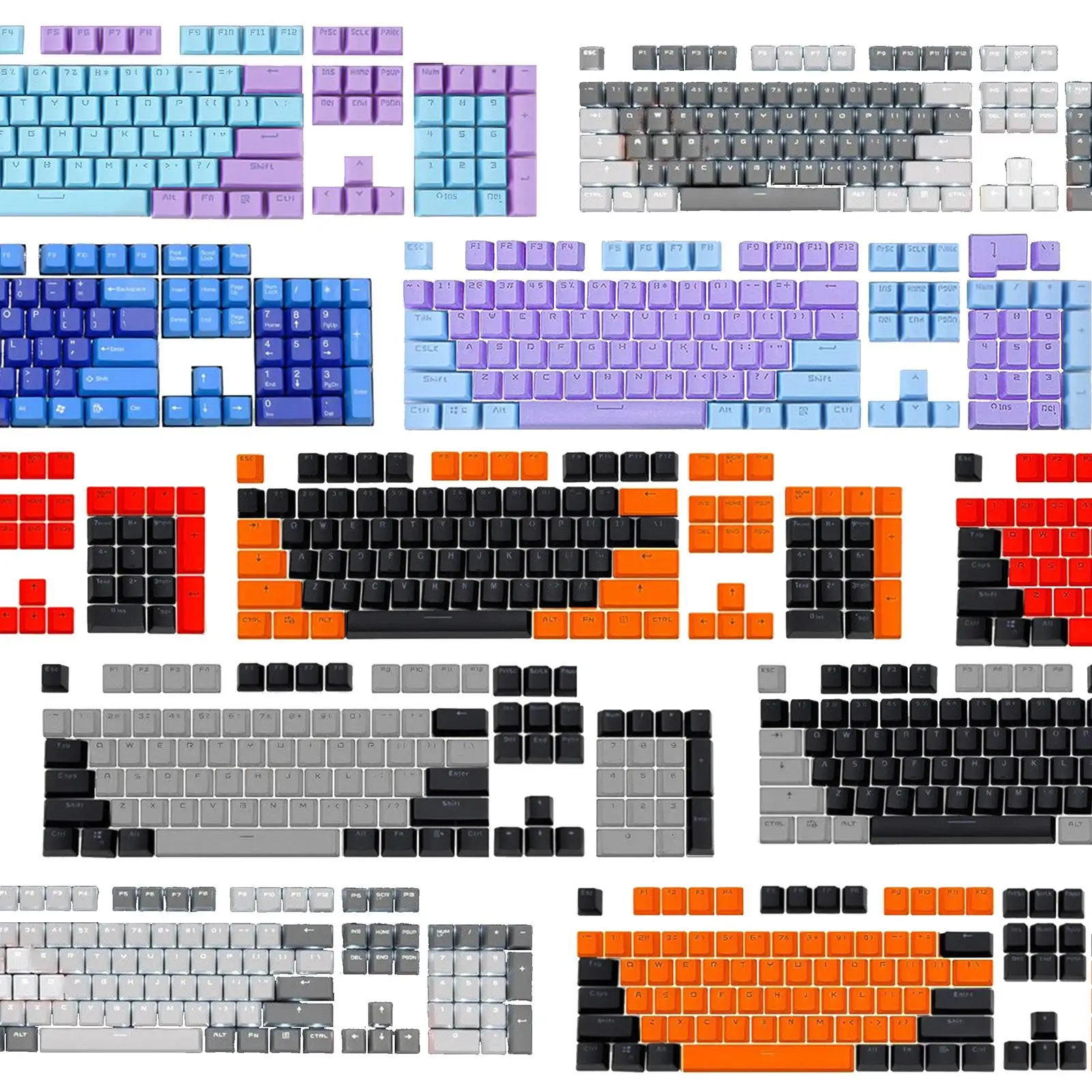 

104 Keys Rainbow Mixed Color Gaming Keyboard Caps ABS Stylish Backlight Keycaps Replacement Mechanical Keyboard Accessory