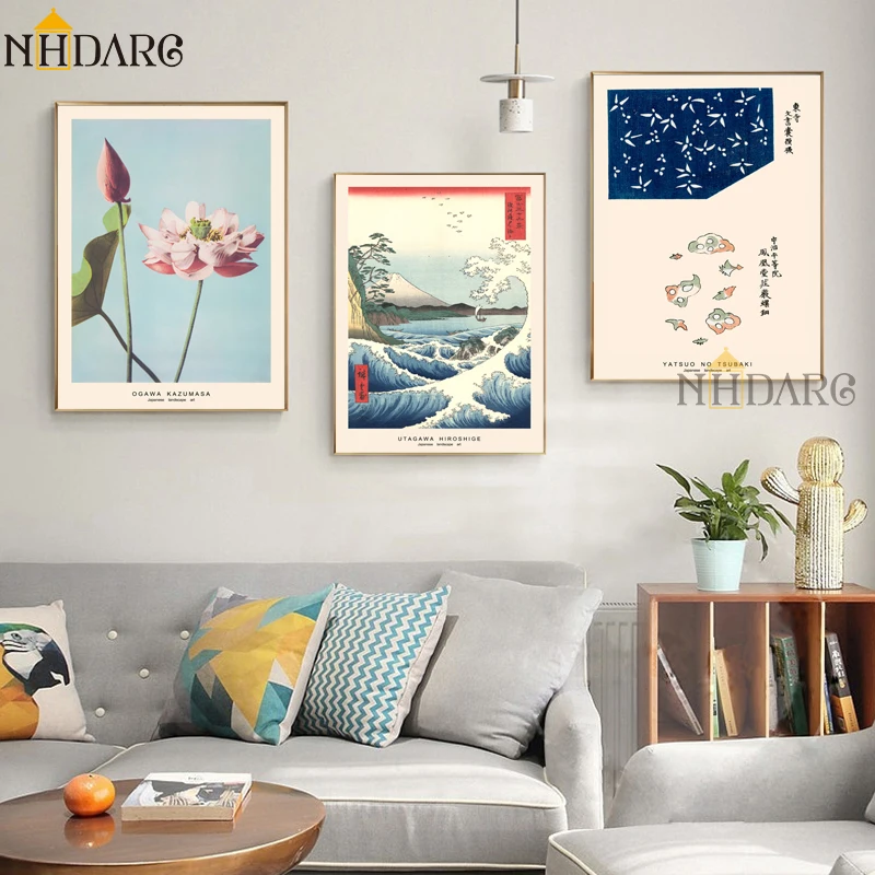 

NHDARC Japanese Style Sea Wave Scenery Wall Pictures Poster Canvas Print Painting Art Modern Nordic Studio Room Home Decoration