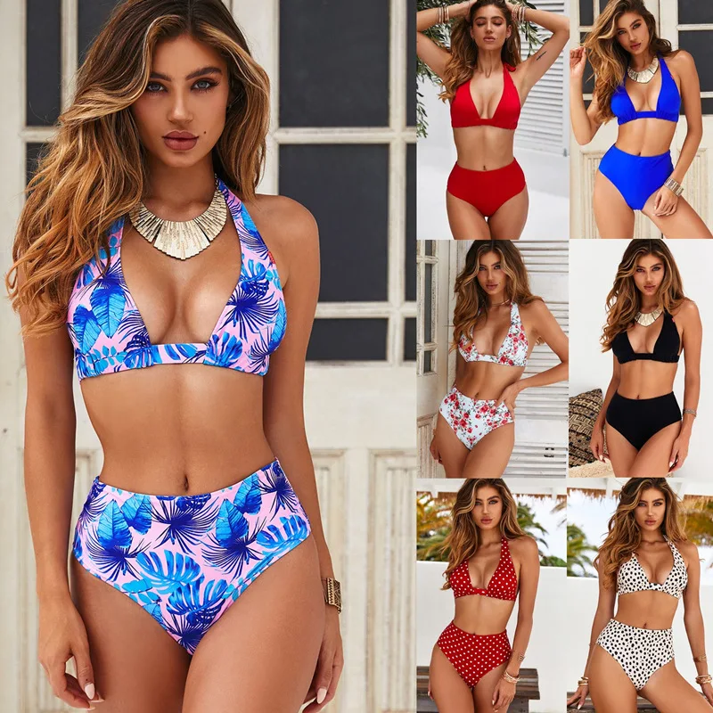 

Selfree In The Wind New High Waist Dot Print Bikini Swimwear Women Halter Push Up Bikini Set Swimsuit Female Biquini Beach Wear