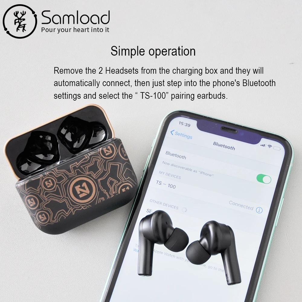 

New Tws Wireless Headphones Bluetooth 5.0 Earphones Sports Waterproof Earbuds With Built-in Microphone HD Call Type C Interface