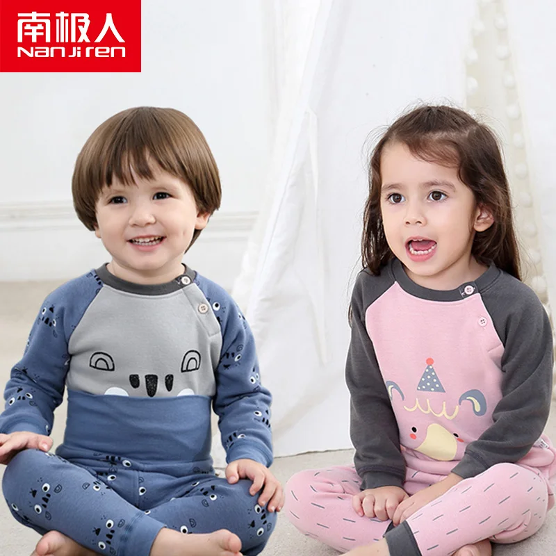 nanjiren Baby plus velvet warm clothes baby autumn and winter new underwear sets boys girls | Детская одежда и обувь