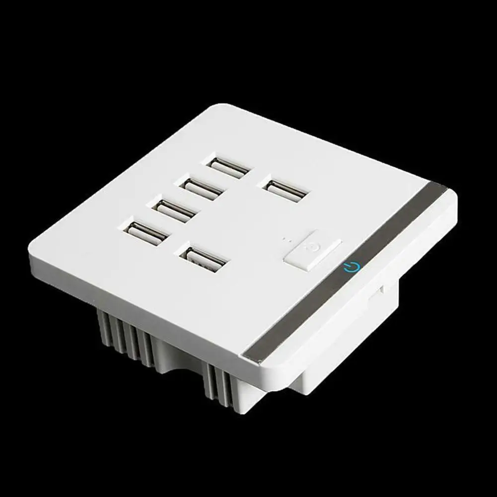 

3.4A 6 Port USB Wall Charger Outlet Power Receptacle Panel Supplies Sockets Switch Household AC 110-220V Plate Charging Soc G0V6