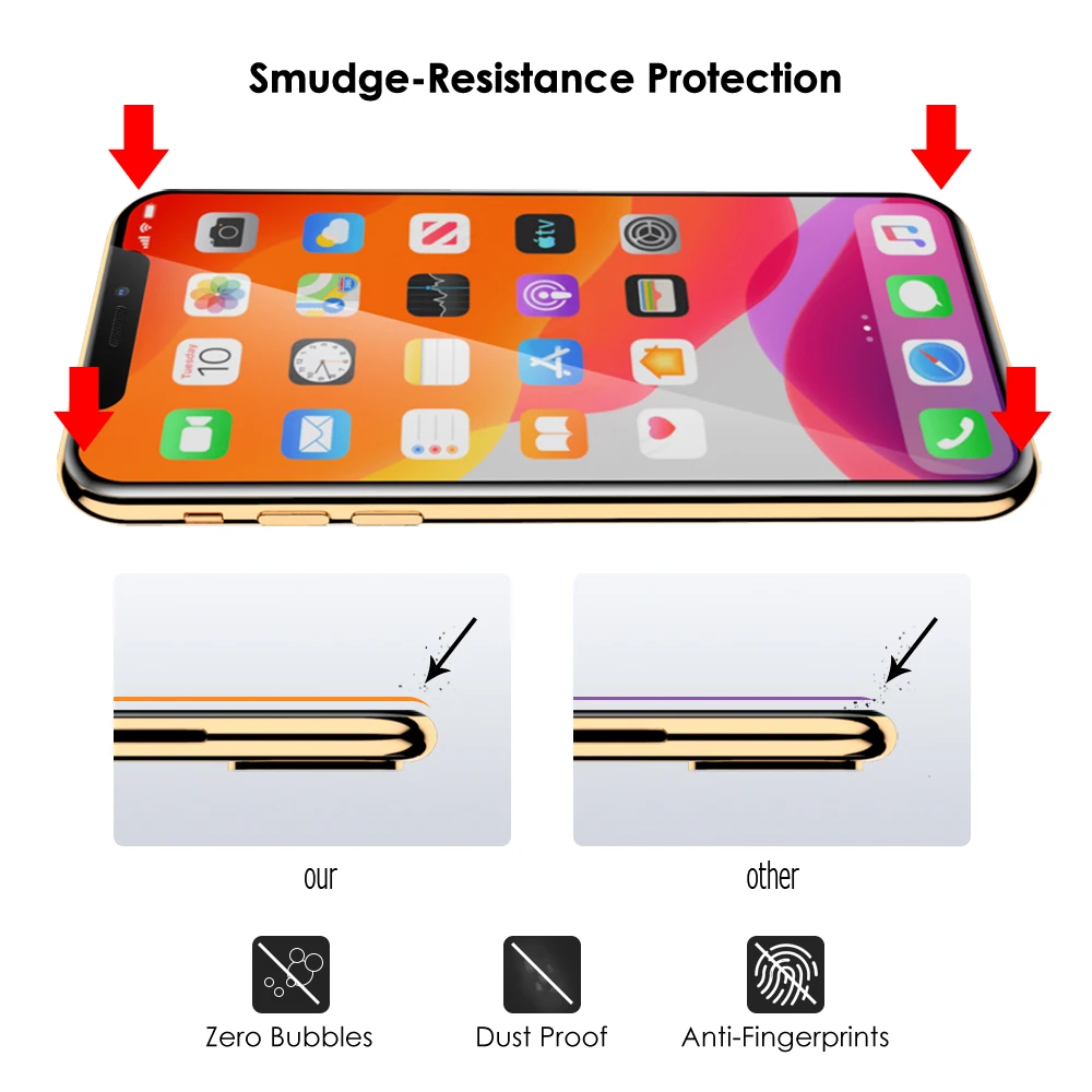 10 шт. полное покрытие из закаленного стекла для iPhone 11 Pro MAX защита экрана 9H