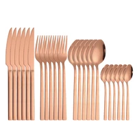 rose gold kitchen dinnerware bright light cutlery set stainless steel dinning room spoons forks tableware 24 piece dropshipping
