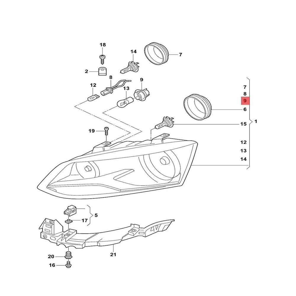 

6RD953123A New Bulb Socket Front Turn Signal for VW Polo 2012 2013 2014 2015 2016 2017 2018 6RD 953 123 A Car Accessories